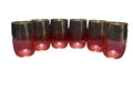 Blendo West Virginia Glass Ruby Red Ombre to Clear Gold Trim Juices Set of 6