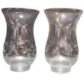 Princess House Heritage Cut Glass Flowers Hurricane Chimneys Shade Pair