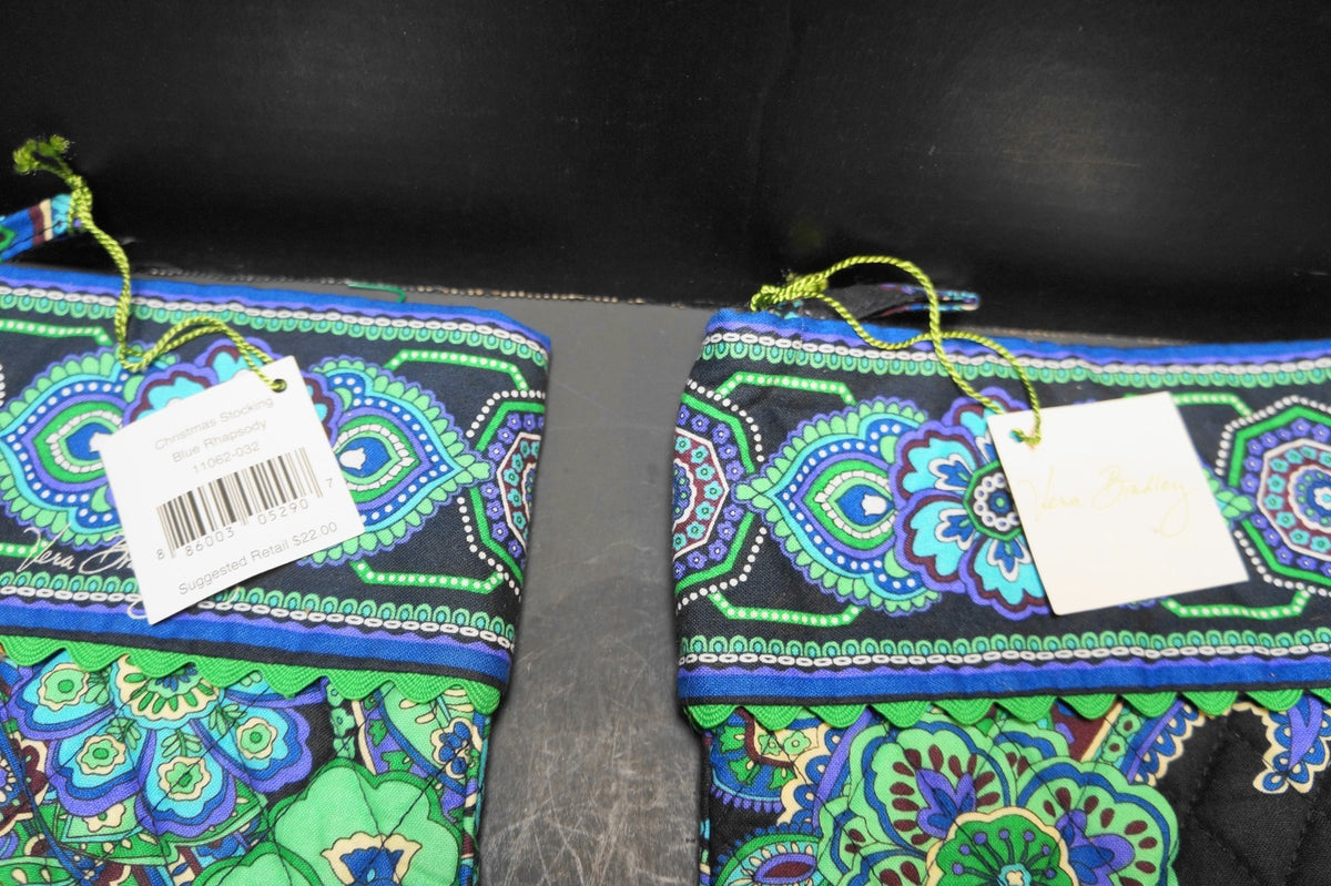Vera Bradley Blue Rhapsody Christmas Stockings Pair New With Tags Retired