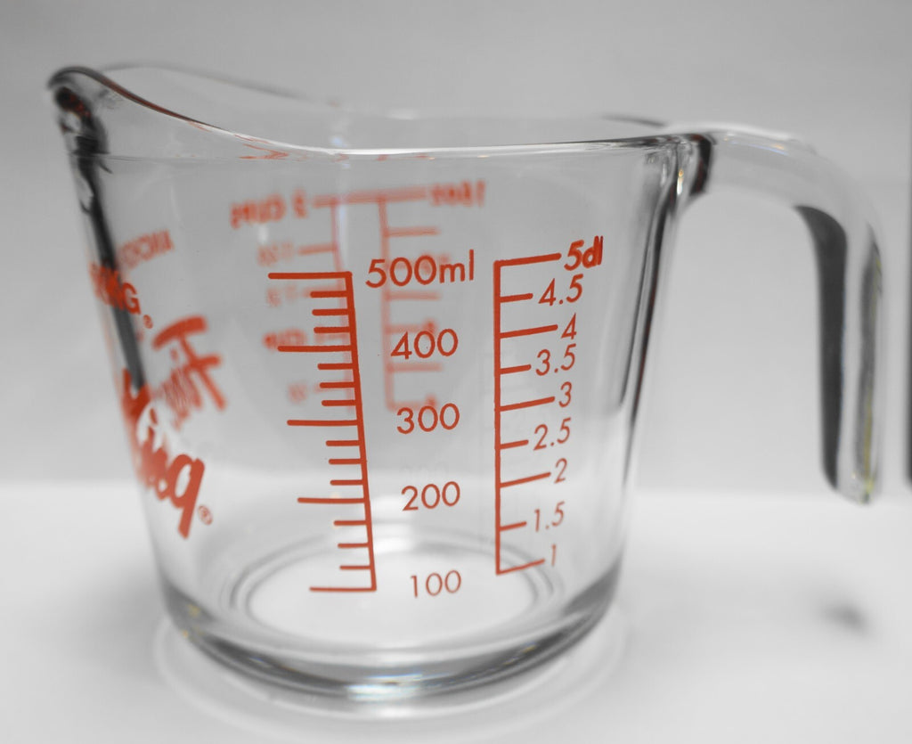 Retro Anchor Hocking Fire-King 2 Cup Measuring Cup Red Print