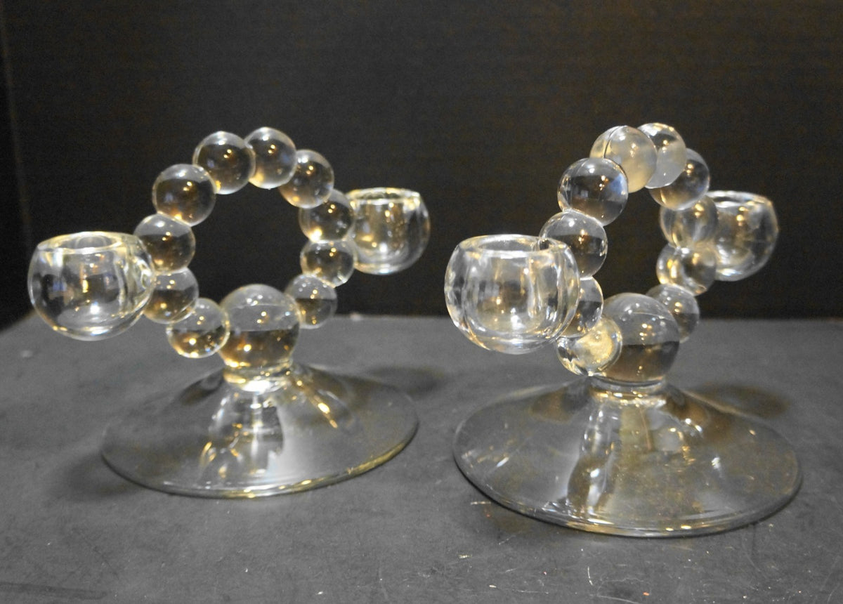 Candlewick Double Light Candle Holders Pair Imperial Glass 782