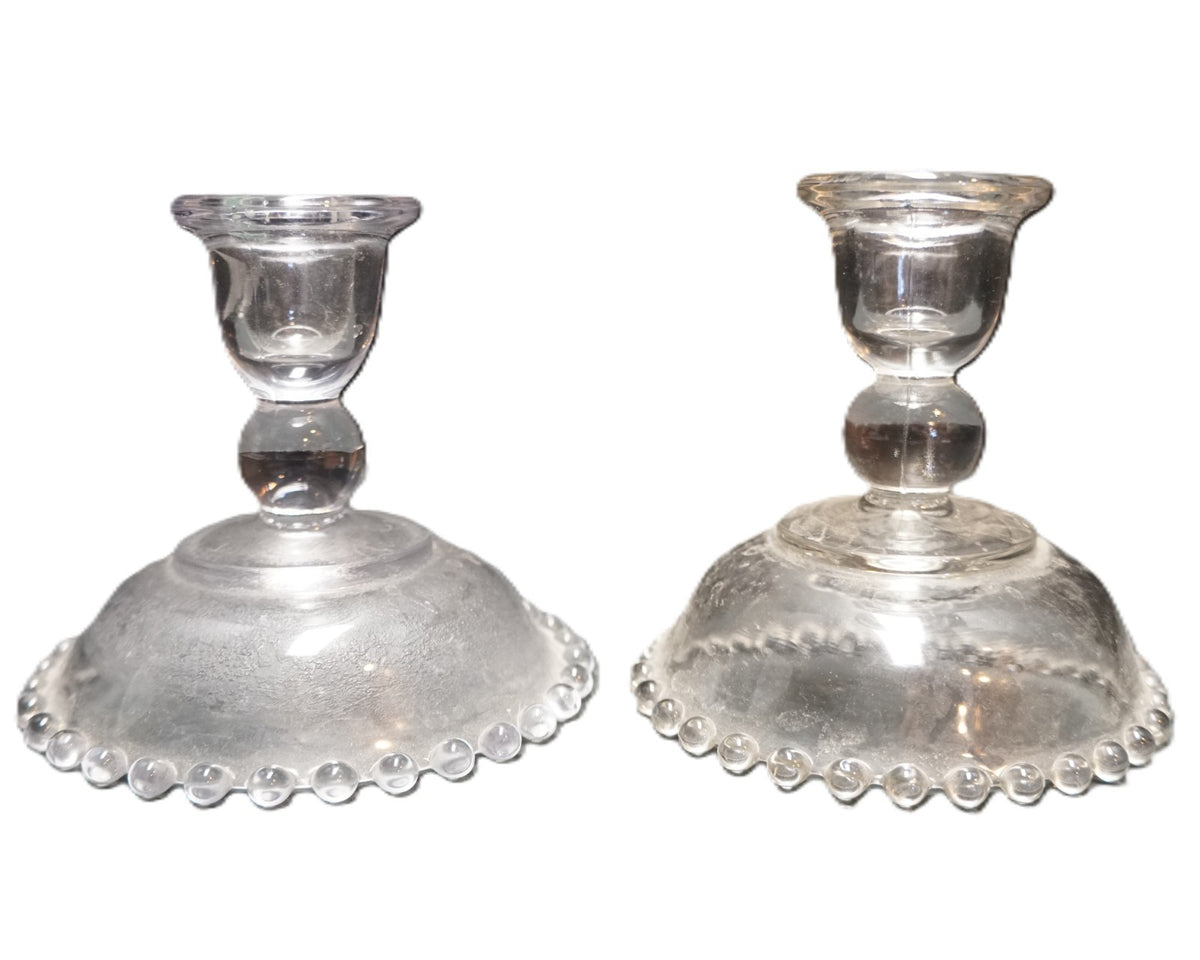 Imperial Candlewick Single Light Candle Holders Mismatched Pair