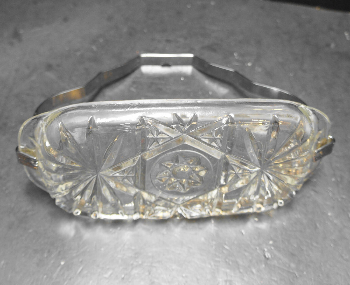 Early American Prescut Butter Dish Chrome Handle Anchor Hocking
