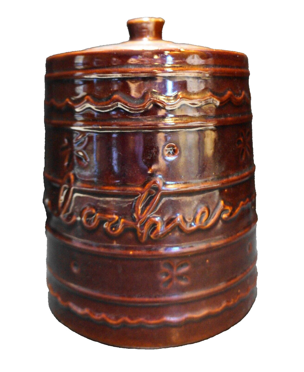 Marcrest Stoneware Brown Daisy Dot Cookies Cookie Jar