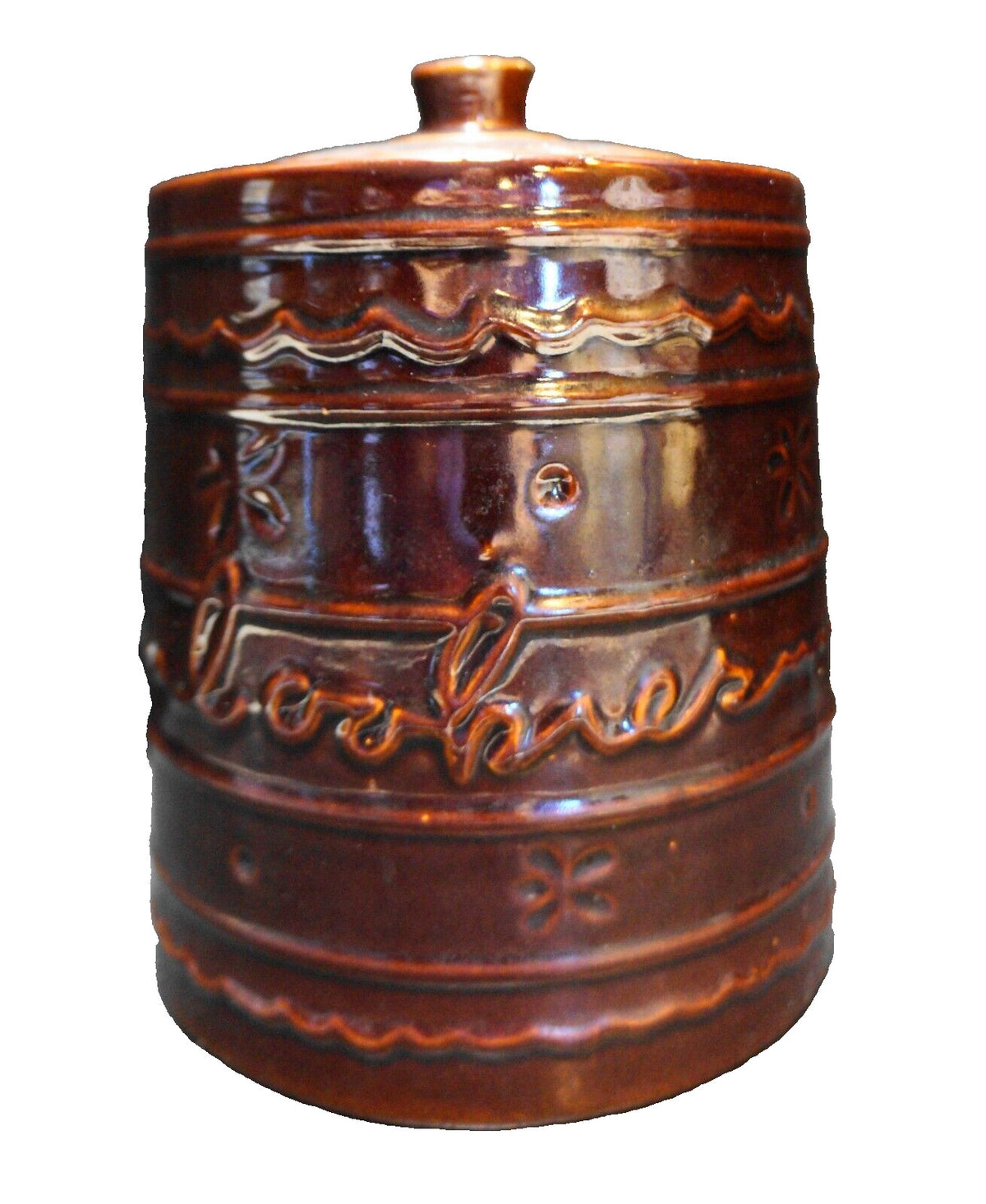 Marcrest Stoneware Brown Daisy Dot Cookies Cookie Jar