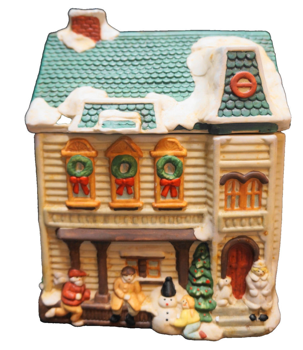 Certified International Cookie Jar Canister Christmas House 1990s
