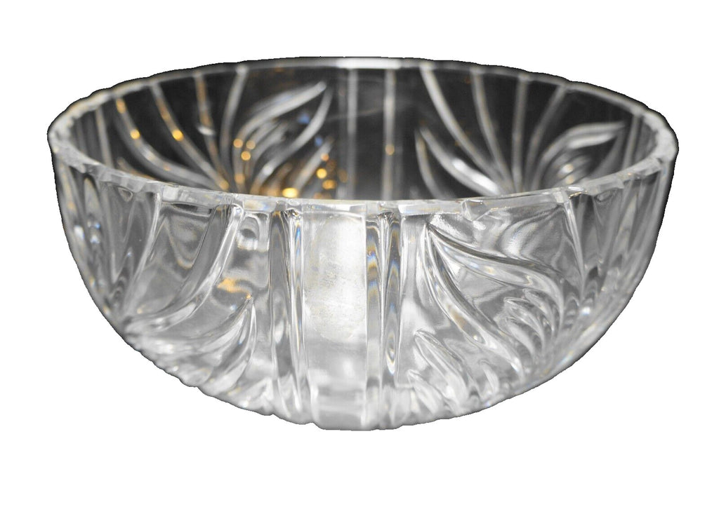 Imperlux Cut Crystal Serving Bowl Leaf Flame Pattern