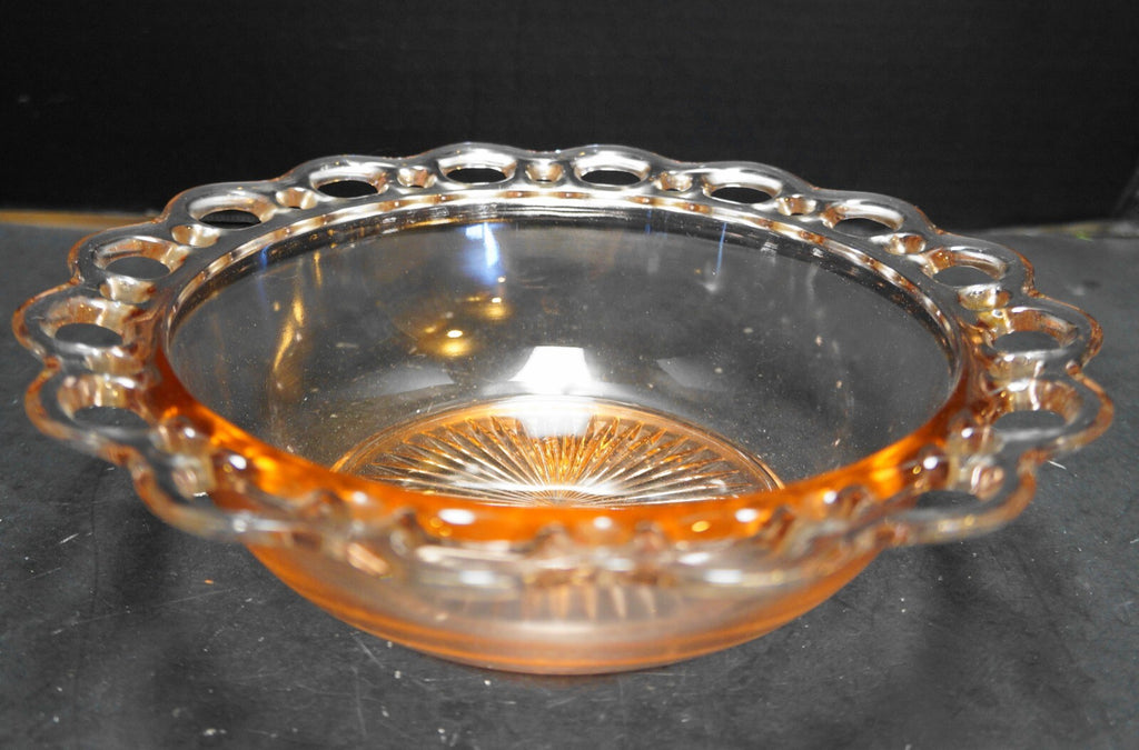 Anchor Hocking Pink Old Colony Lace Edge Serving Bowl Depression Glass