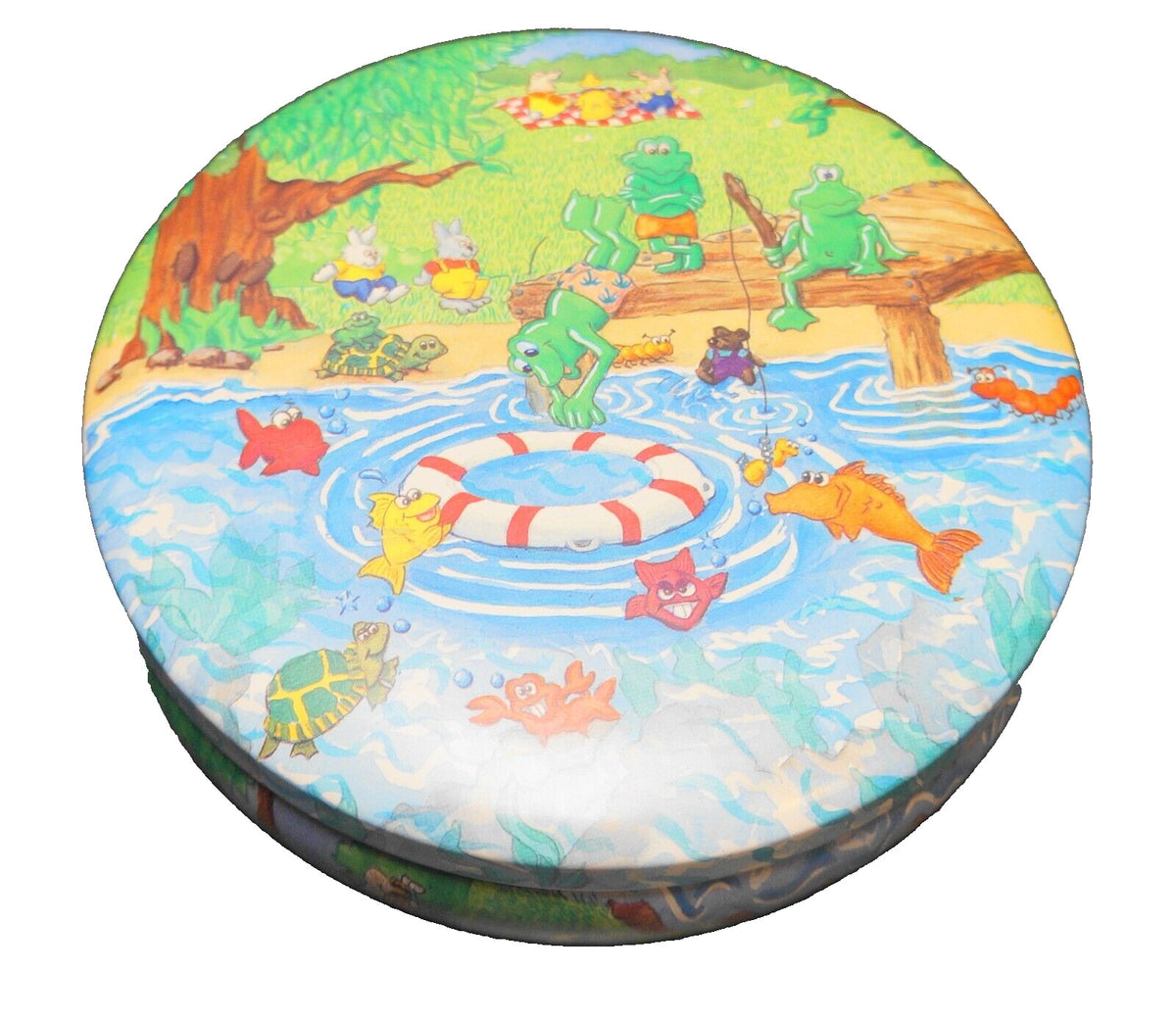 Keller Charles Fun Animal Print Ole Swimming Hole Round Tin Box