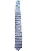 Dockers Blue Gray Wave Ellipse Pattern Skinny Narrow Silk Tie 2000s Vintage