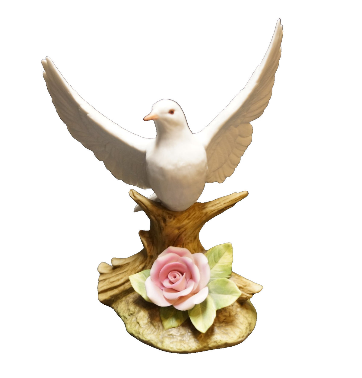 Andrea by Sadek White Dove Pink Rose 8042 Bird Figurine 1987