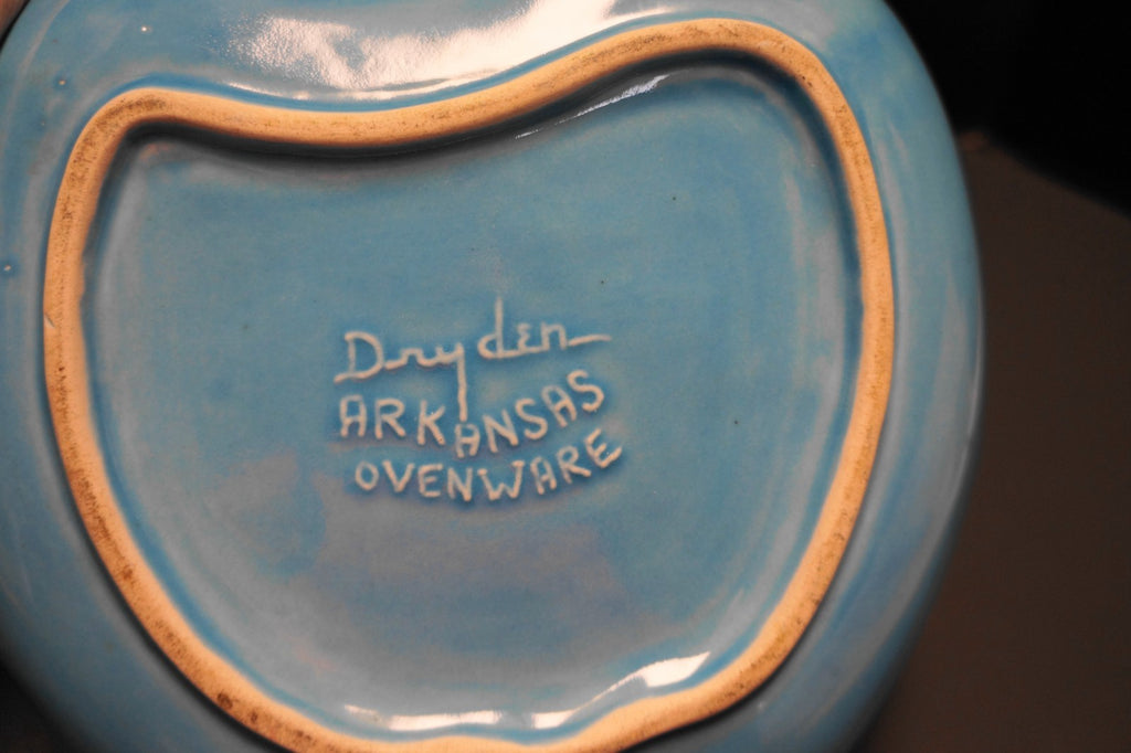 Dryden Arkansas Ovenware Pottery Blue Green Drip Glaze Apple Serving Bowl