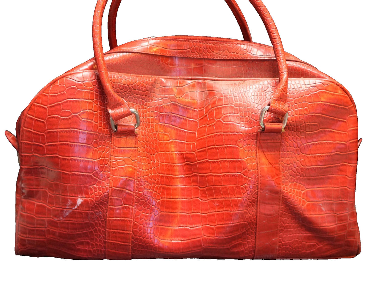 Bath & Body Works Red Moc Croc Faux Vegan Leather Duffle Bag Carry On