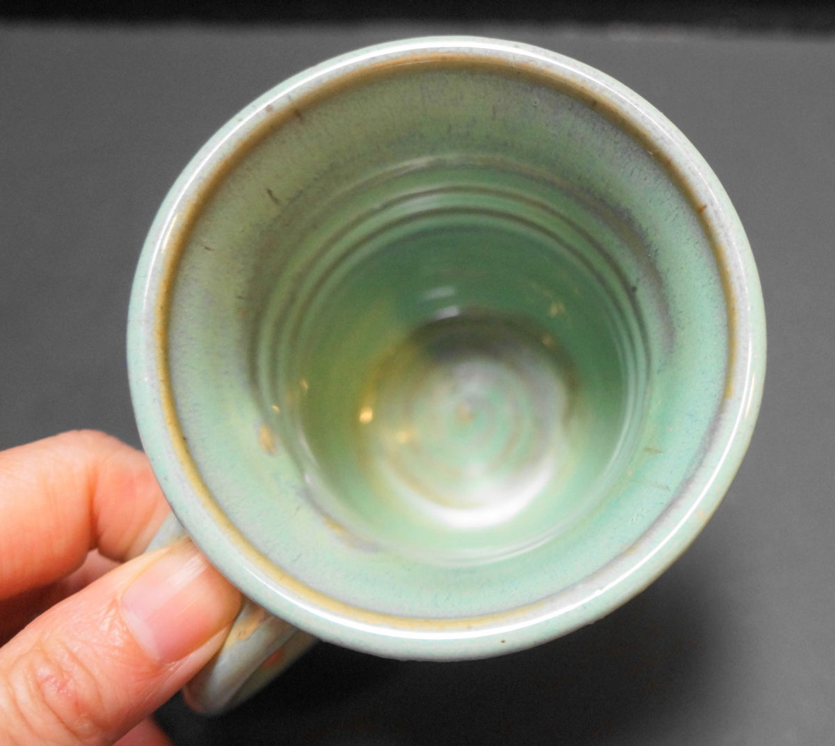 Dick Lehman Pottery Goshen Camp Amigo Green Glazed Mug