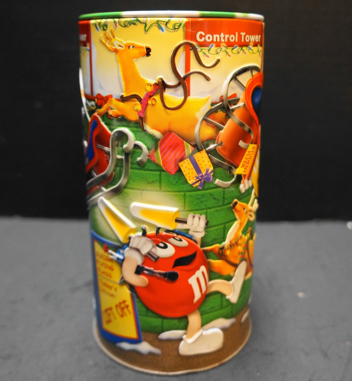 M&Ms Christmas Village 2004 Canister 19 Embossed Tin Control Tower