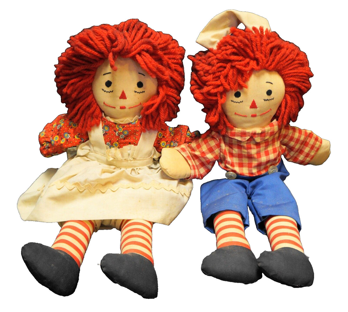 Raggedy Ann and Andy Dolls Pair Vintage Unsigned