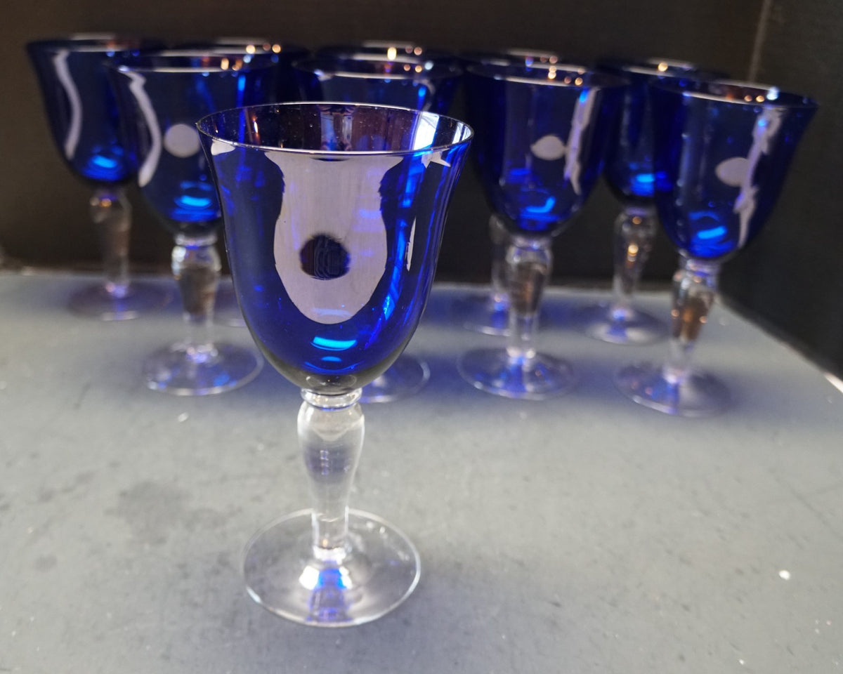 SOLD Gibson Colonial Cobalt Blue Water Goblets Set of 10