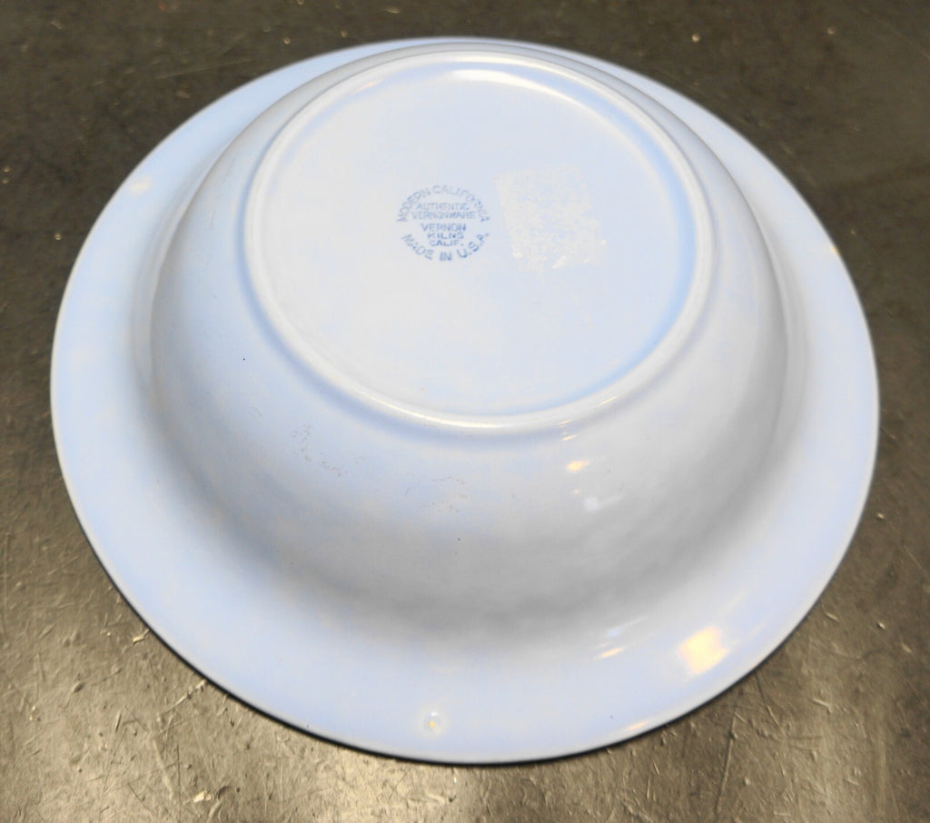 Vernon Kilns Modern California Azure Blue Round Vegetable Bowl