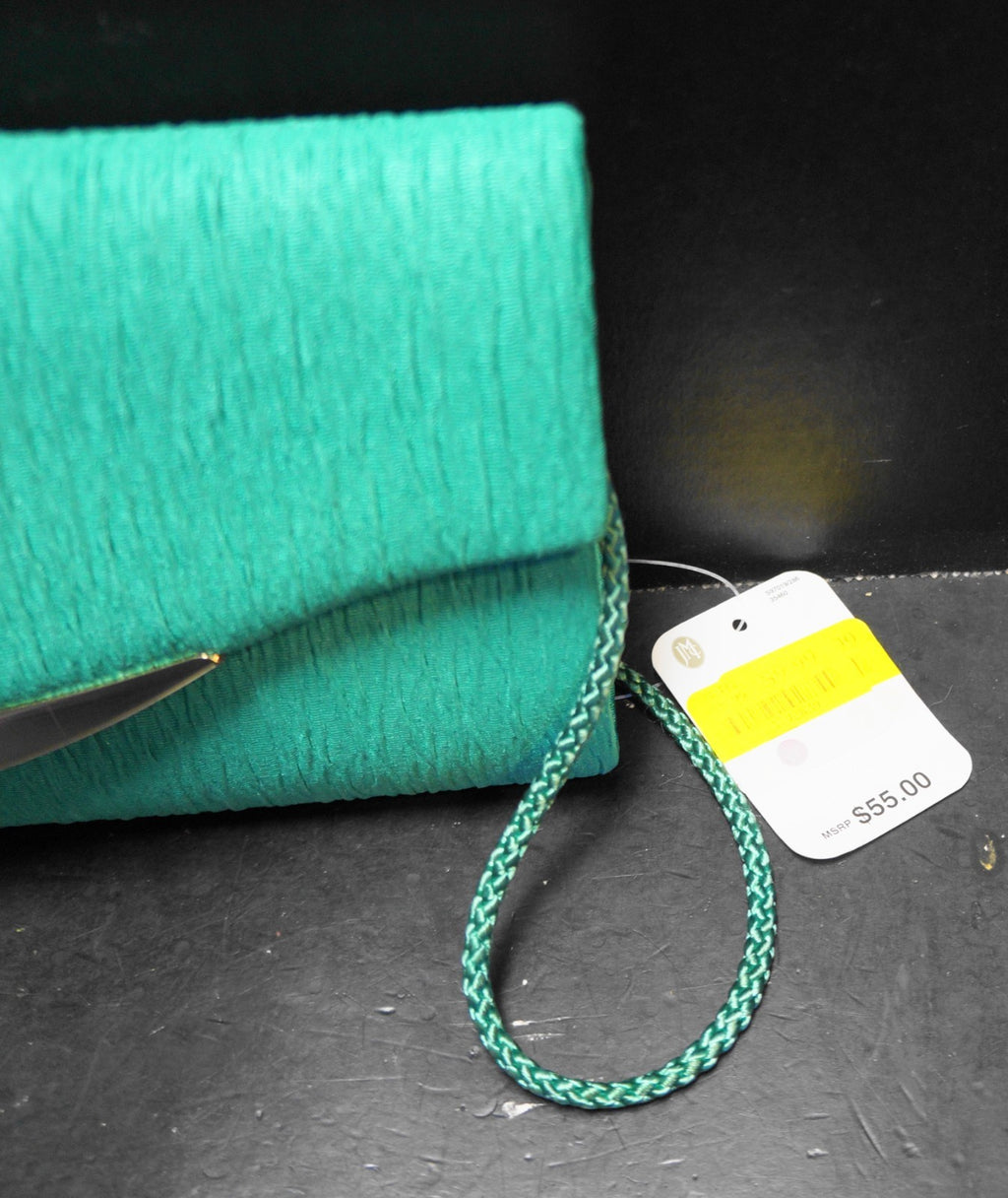 Jessica McClintock Green Ruched Evening Bag Clutch NWT