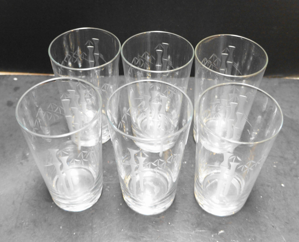 Noritake Sasaki Crystal Bamboo Cut Highball Tumblers 5 IN Set of 5