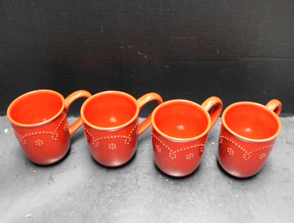 Food Network Fontinella Red Stoneware Mugs Set of 4 13 oz