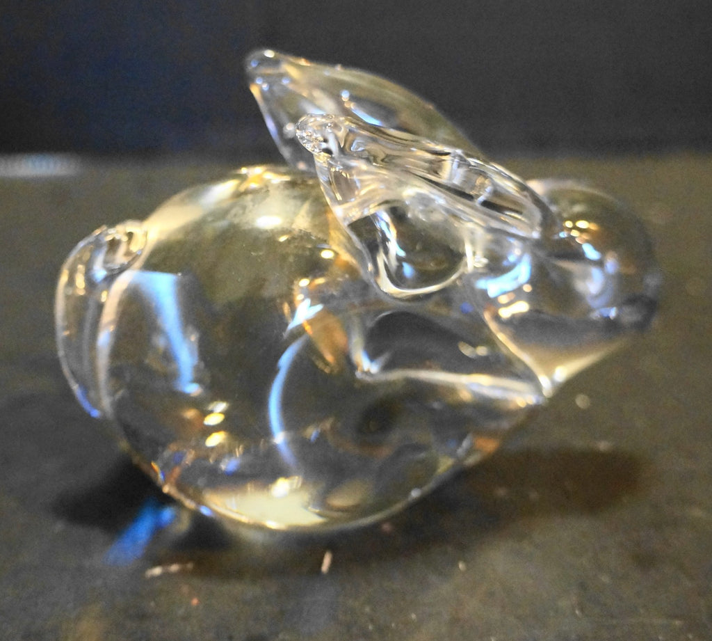 Bunny Rabbit Clear Art Glass Figurine Paperweight Unsigned