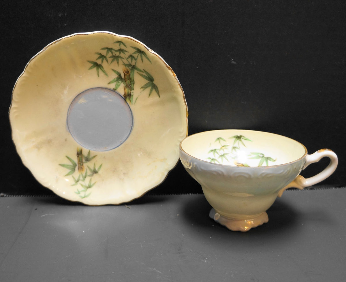 Bamboo Decorated Lustreware Cup Saucer Porcelain