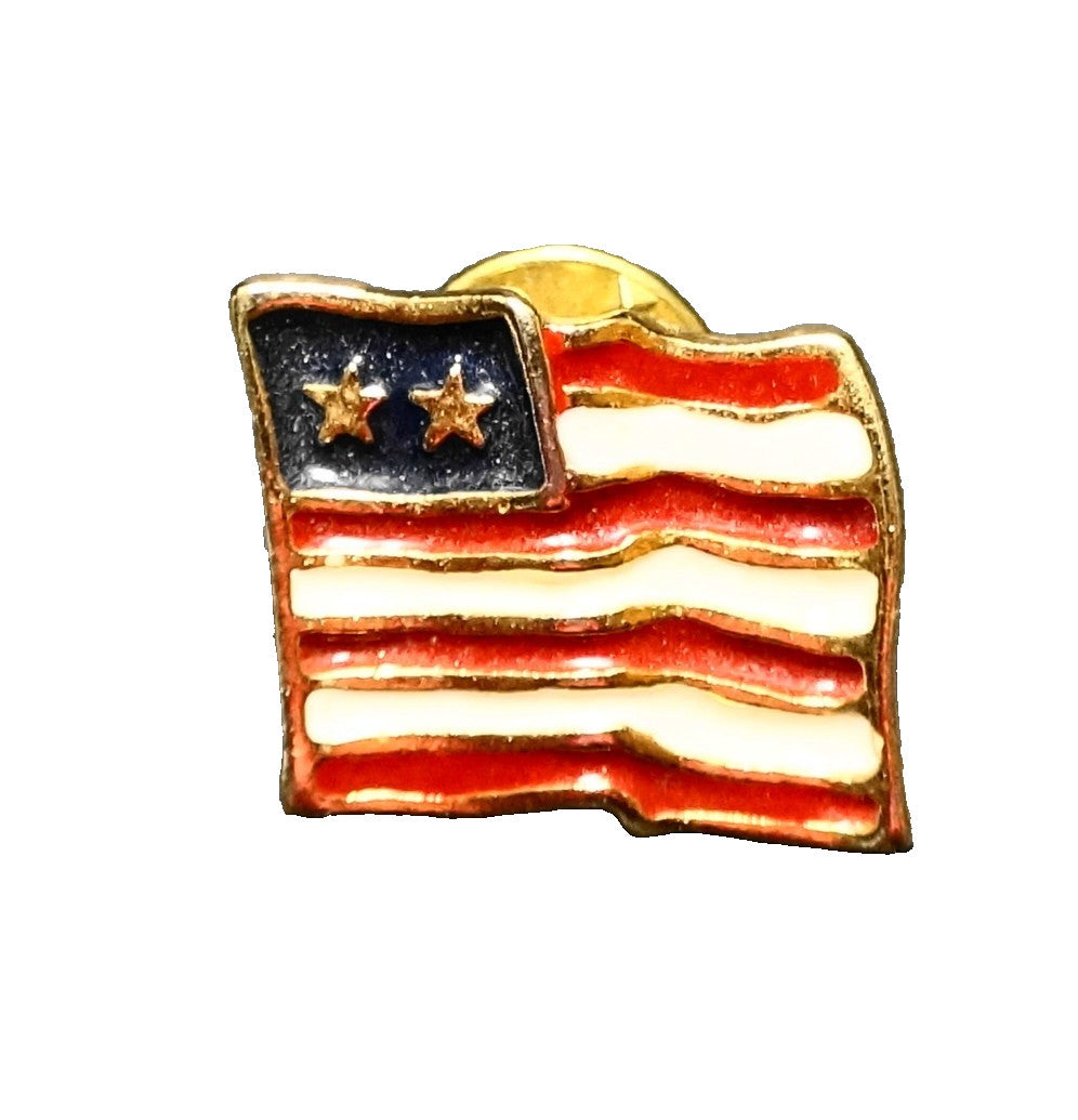 2 Star 7 Stripe American Flag Patriotic Enamel Lapel Pin