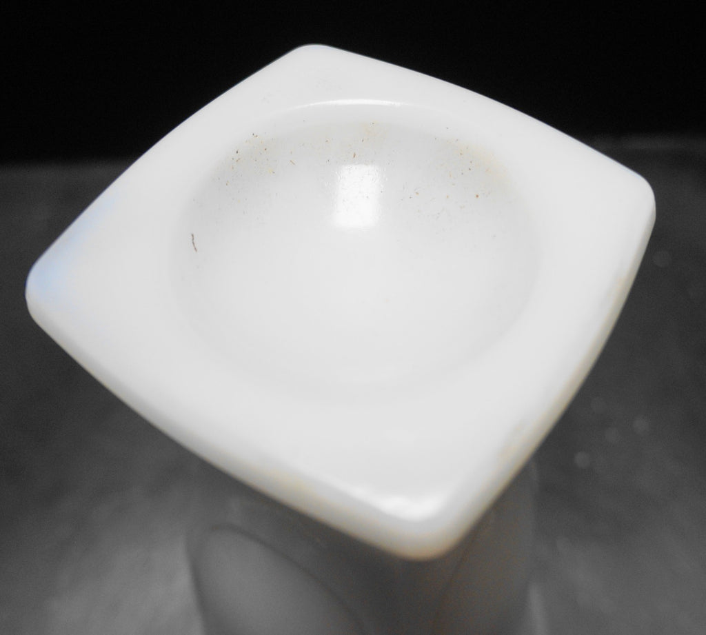 White Milk Glass Urn Vase Square Base Art Deco