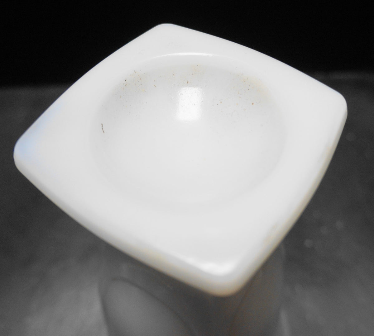White Milk Glass Urn Vase Square Base Art Deco