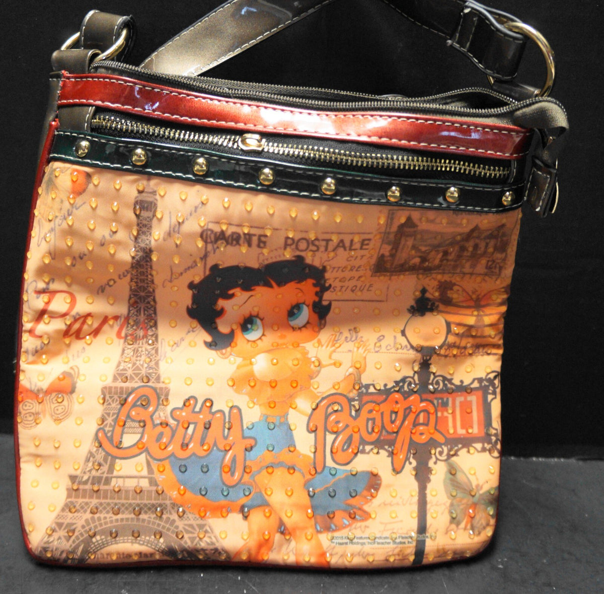 Betty Boop Paris Purse Brown Vinyl Portrait Front 2015