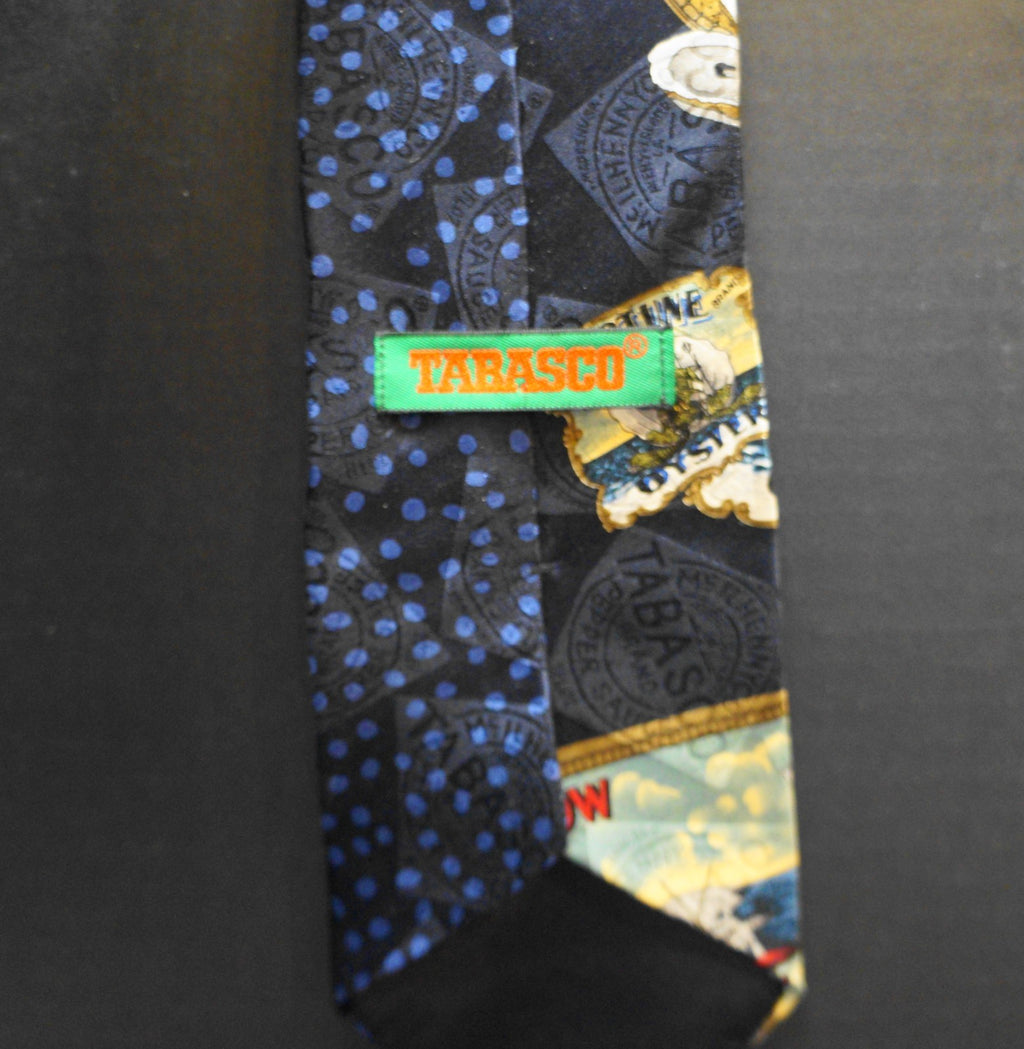 Tabasco Hot Sauce Neptune Oysters Novelty Silk Tie Vintage
