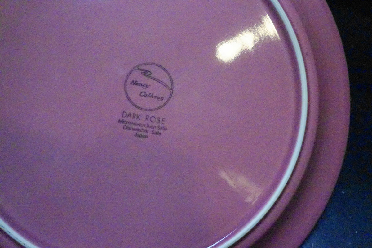 Nancy Calhoun Dark Rose Pink Solid Color Dinner Plates Pair