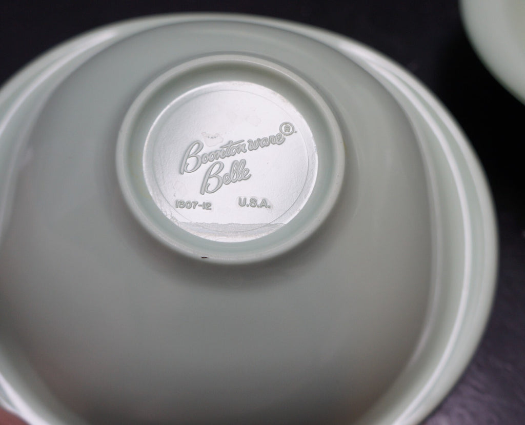 Boonton Ware Belle Pale Pastel Green Cereal Fruit Dessert Bowls Set of 6 1307-12