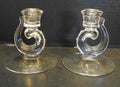 Fostoria Century Candle Holder Pair Single Light Tapers Swirl Clear Glass