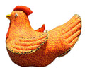 Calico Chicken Folk Art Doorstop Red Yellow Floral Print 1970s