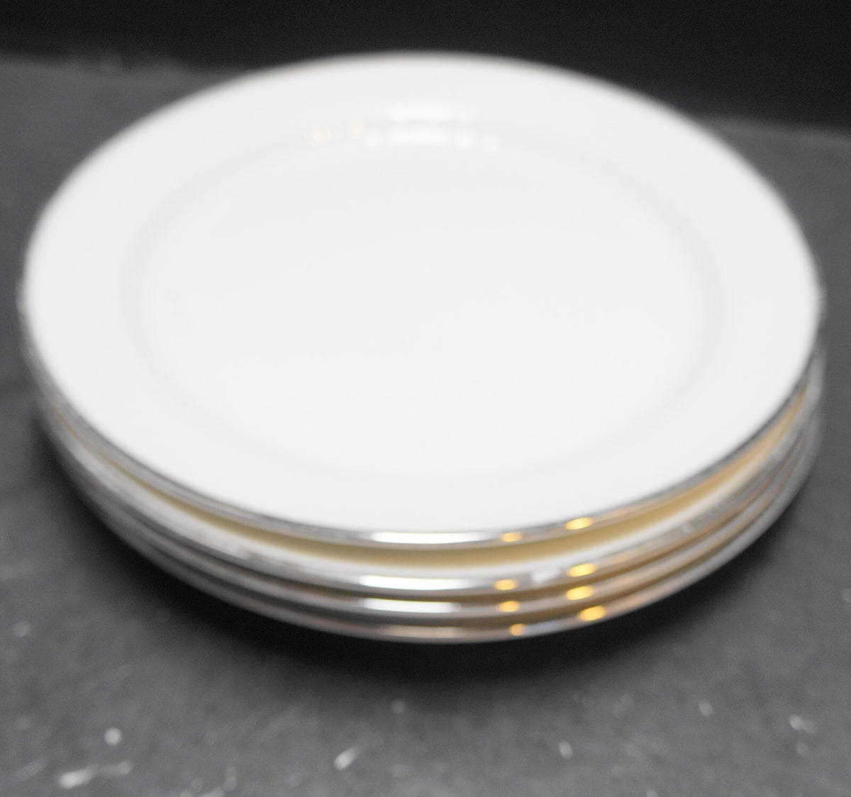Winterling Bavaria Salad Plates Ribbed Sculpted Columns Platinum Trim