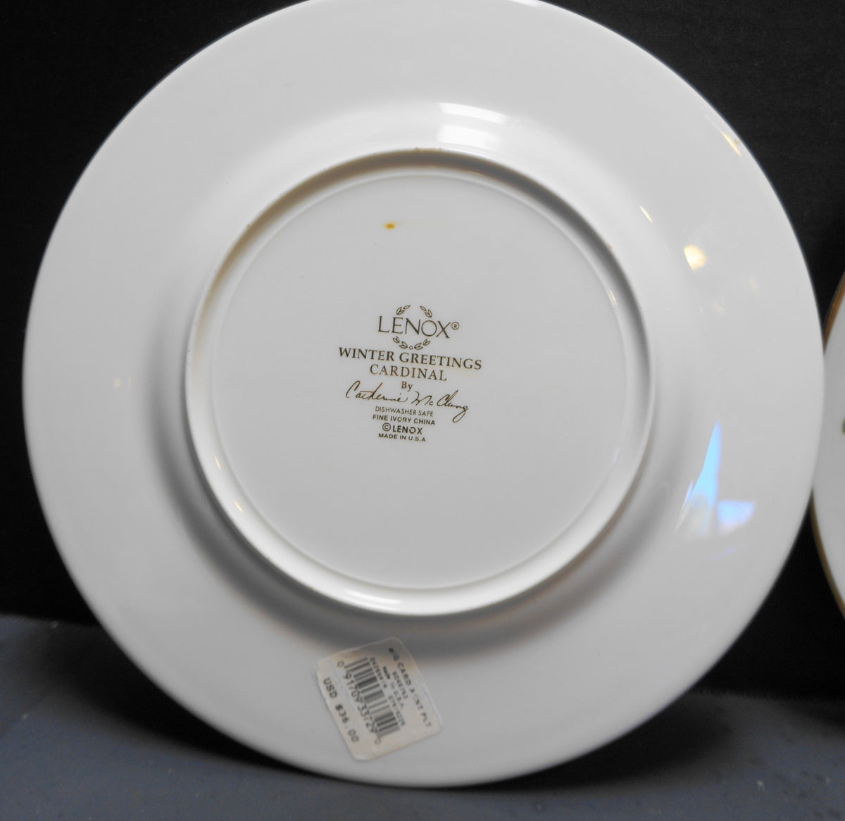 SOLD Lenox Winter Greetings Cardinal Luncheon Accent Plates Pair