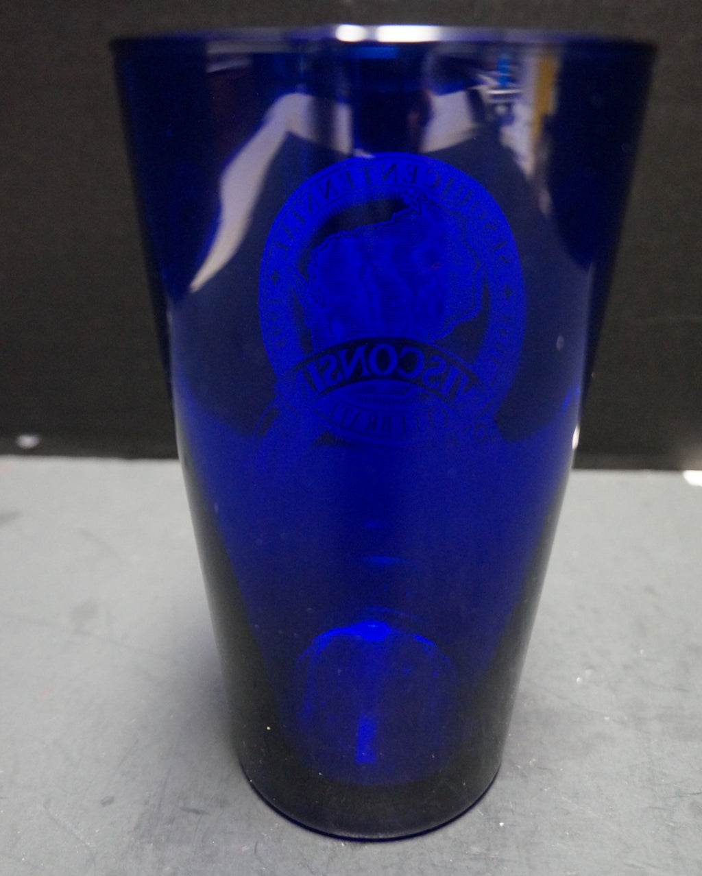 Wisconsin Sesquicentennial 1998 Blue Glass Tumbler Souvenir