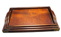 Nesting Wood Trays Dark Cherry Fancy Brass Corners Set of 3