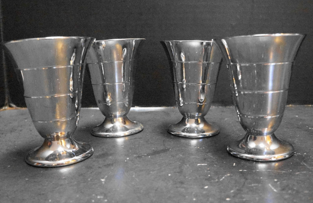 Chrome Footed Cordials Set of 4 3 1/2 IN Unsigned