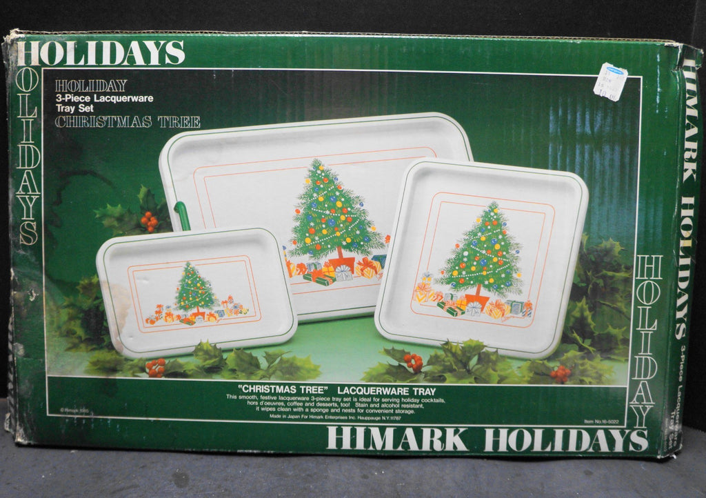 SOLD Christmas Tree Holiday Lacquerware Trays Set of 3 Himark