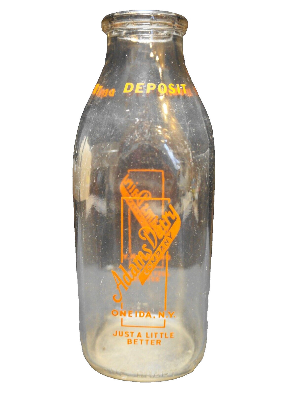 Adams Dairy Company Oneida NY Quart Milk Bottle