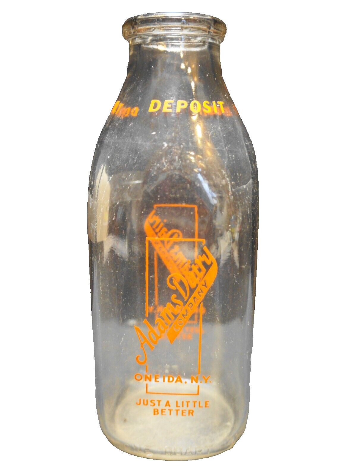 Adams Dairy Company Oneida NY Quart Milk Bottle