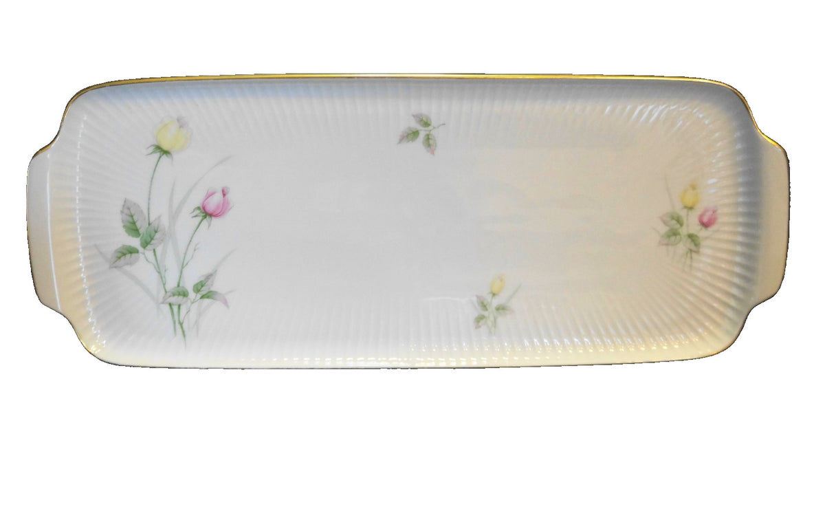 Thomas Germany 2031 Porcelain Tray Pink Yellow Roses King Cake Plate Rectangle