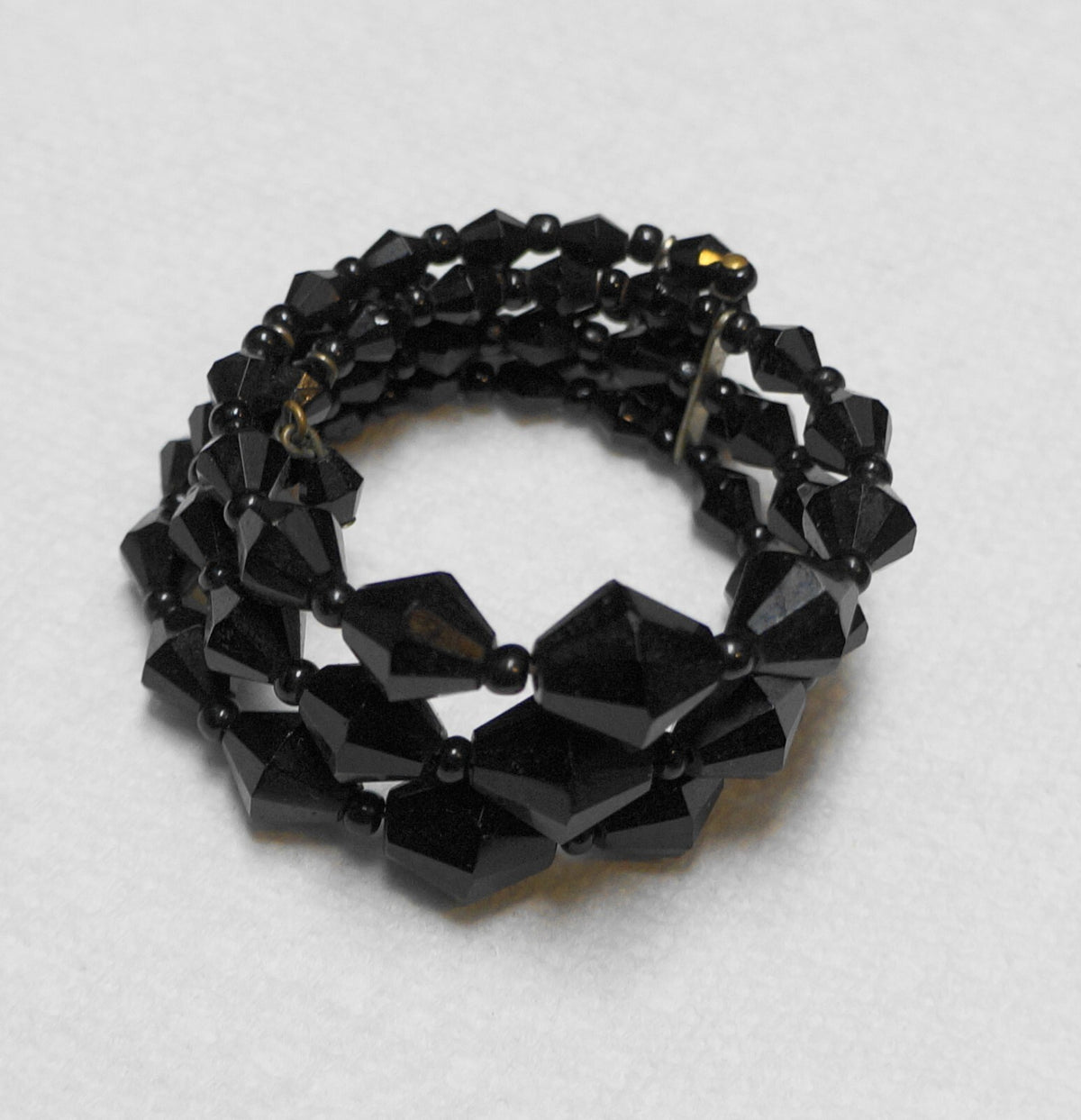 Black Glass Bicone Bead Wrap Bracelet