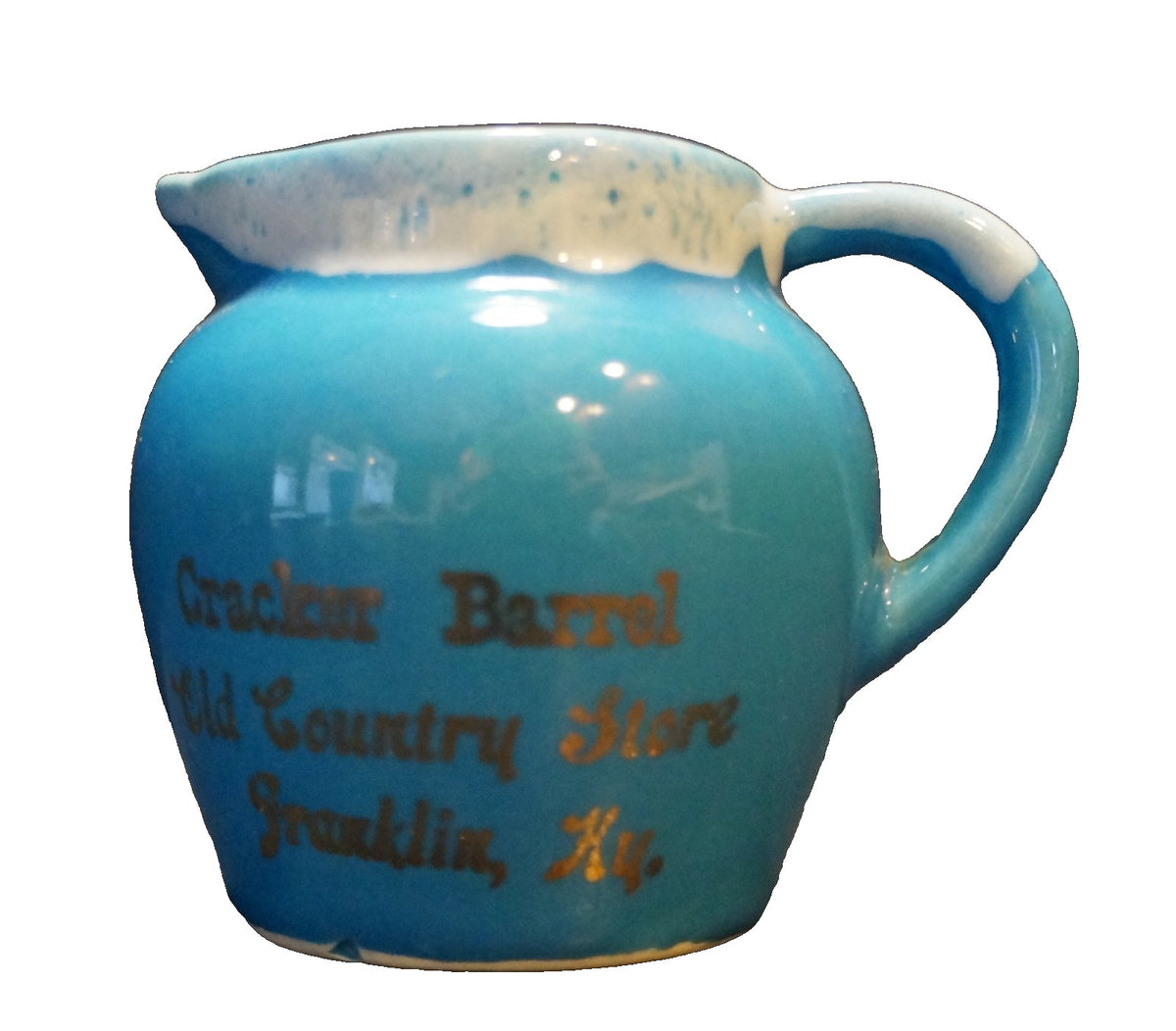 Paden City Pottery Blue Drip Creamer Souvenir Cracker Barrel Old Country Store