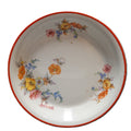1940s Floral Pie Plate Pan Baker Ribbed Inside Wall Red Trim Unsigned