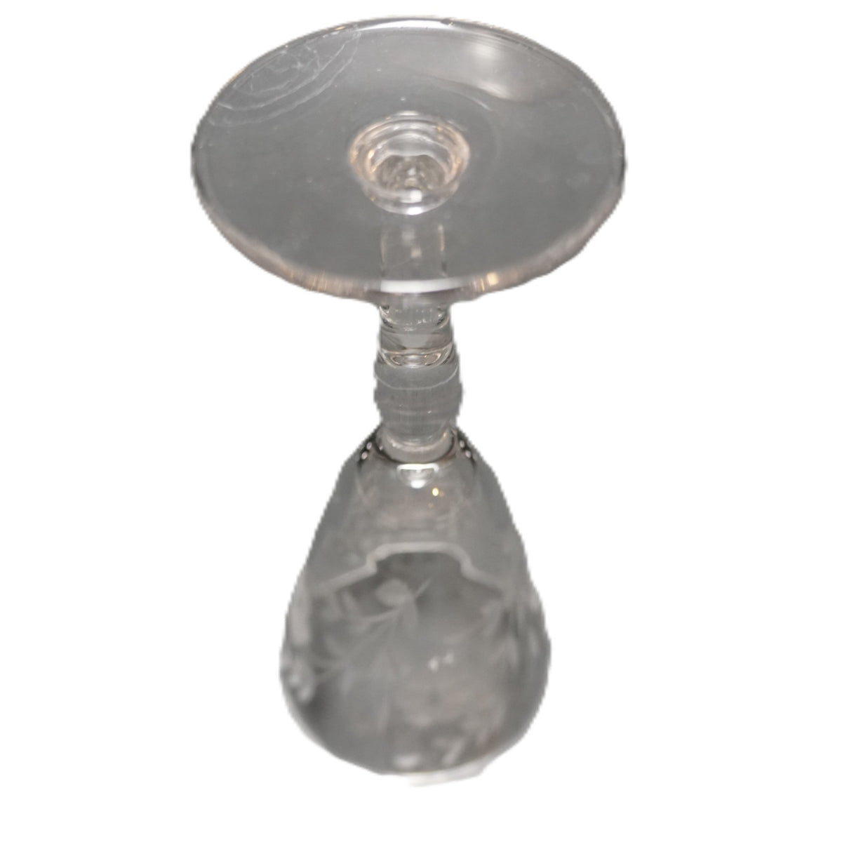 Wheel Cut Floral Cordial 5 IN Wine Glasses Bulbous Stems Set of 6
