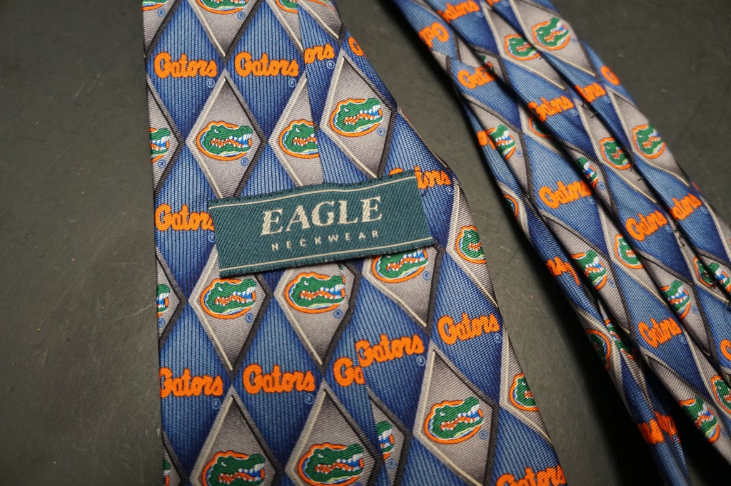 University of Florida Gators Diamond Pane Silk Tie Eagle Brand 100% Silk